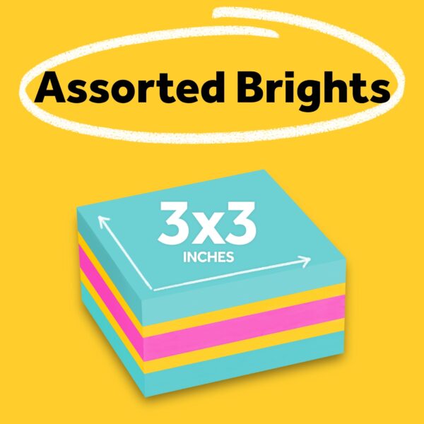 Post-it Super Sticky Notes Cube, 3 in x 3 in, Bright Colors, 1 Cube