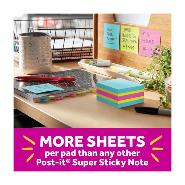 Post-it Super Sticky Notes Cube, 3 in x 3 in, Bright Colors, 1 Cube