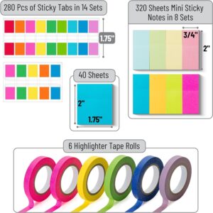 Mr. Pen- Sticky Note and Tape Set, Sticky Index Tabs, Small Sticky Notes, Highlighter Tape, Colorful Sticky Tabs for Notebooks