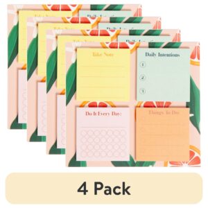 U Brands Mini Sticky Notes, Set of 4, 1.4 x 1.4 in., 25 Sheets Each, Painted Fruits Design
