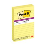 Post-it Super Sticky Lined Notes, 4″ x 6″, Canary Yellow, 3 Pack