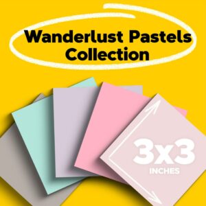 Post-it Recycled Super Sticky Notes Made with 100% Recycled Paper, 3 in x 3 in, Wanderlust Pastels, 5 Pads