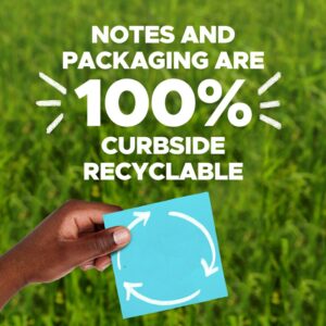 Post-it Recycled Super Sticky Notes Made with 100% Recycled Paper, 3 in x 3 in, Wanderlust Pastels, 5 Pads