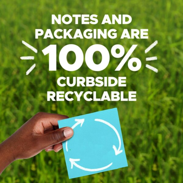 Post-it Recycled Super Sticky Notes Made with 100% Recycled Paper, 3 in x 3 in, Wanderlust Pastels, 5 Pads