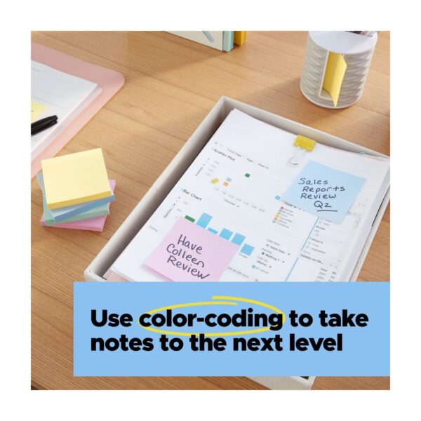 Post-it Recycled Super Sticky Notes Made with 100% Recycled Paper, 3 in x 3 in, Wanderlust Pastels, 5 Pads