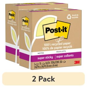 Post-it Recycled Super Sticky Notes Made with 100% Recycled Paper, 3 in x 3 in, Wanderlust Pastels, 5 Pads