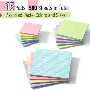 Mr. Pen- Sticky Notes Set, Assorted Sizes, 15 pcs, Pastel Colors, Sticky Note Pads, Bible Sticky Notes - Image 2