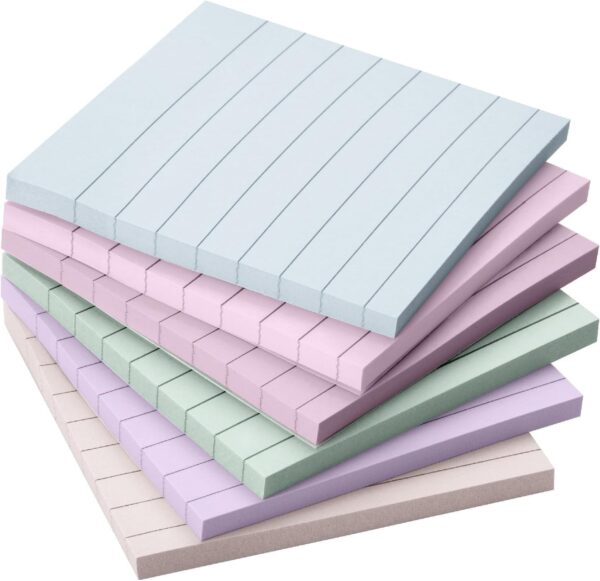 Mr. Pen- Lined Sticky Notes 3×3, 6 Pads, 45 Sheet/Pads, Pastel Colors, Sticky Notes with Lines
