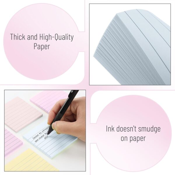 Mr. Pen- Lined Sticky Notes 3×3, 6 Pads, 45 Sheet/Pads, Pastel Colors, Sticky Notes with Lines