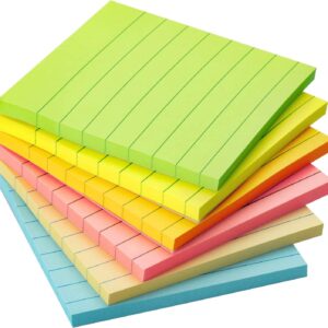Mr. Pen- Lined Sticky Notes 3×3, 6 Pads, 45 Sheet/Pads, Pastel Colors, Sticky Notes with Lines