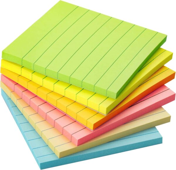 Mr. Pen- Lined Sticky Notes 3×3, 6 Pads, 45 Sheet/Pads, Pastel Colors, Sticky Notes with Lines