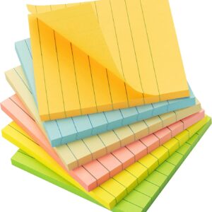 Mr. Pen- Lined Sticky Notes 3×3, 6 Pads, 45 Sheet/Pads, Pastel Colors, Sticky Notes with Lines