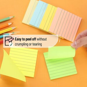 Mr. Pen- Lined Sticky Notes 3×3, 6 Pads, 45 Sheet/Pads, Pastel Colors, Sticky Notes with Lines