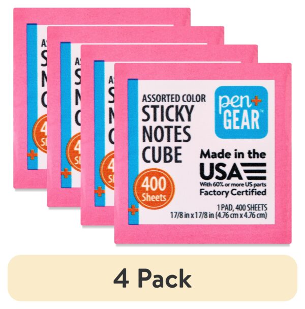 Pen + Gear Sticky Notes Cube 2″ x 2″, 400 Sheets Total, 1 Cube