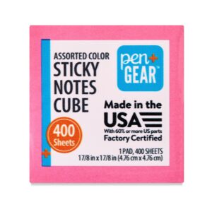 Pen + Gear Sticky Notes Cube 2″ x 2″, 400 Sheets Total, 1 Cube