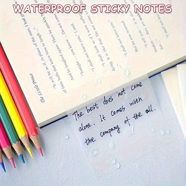 6Pack Transparent Sticky Notes, Clear, 3’’ x 3’’ Translucent, Waterproof See Through, 300 Sheets