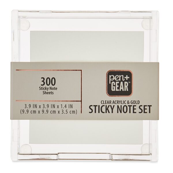 Pen+Gear Gold Sticky Notes, 3.94 x 1.38 x 3.82inch, Gold Color, 300 Count