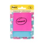 Post-it Transparent Notes, Pink, Blue, 2 7/8 x 2 7/8 in, 24 Pack/Case