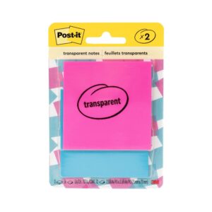 Post-it Transparent Notes, Pink, Blue, 2 7/8 x 2 7/8 in, 24 Pack/Case - Image 1