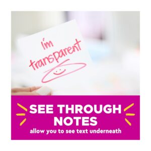 Post-it Transparent Notes, Pink, Blue, 2 7/8 x 2 7/8 in, 24 Pack/Case - Image 4