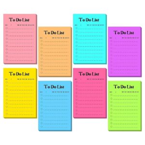 8-Pack Daily To-Do List, 400 Sheets, 10x15cm – Perfect for Planner, Fridge & Grocery Lists Multicolored Lined Sticky Notes