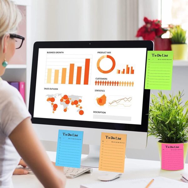8-Pack Daily To-Do List, 400 Sheets, 10x15cm – Perfect for Planner, Fridge & Grocery Lists Multicolored Lined Sticky Notes