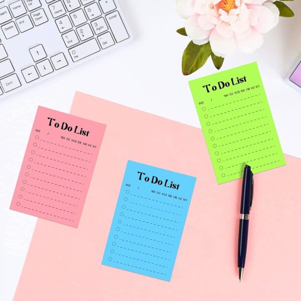 8-Pack Daily To-Do List, 400 Sheets, 10x15cm – Perfect for Planner, Fridge & Grocery Lists Multicolored Lined Sticky Notes