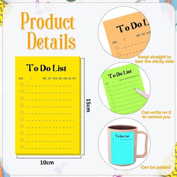8-Pack Daily To-Do List, 400 Sheets, 10x15cm – Perfect for Planner, Fridge & Grocery Lists Multicolored Lined Sticky Notes