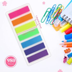 980 Pieces Sticky Notes Flags 7 Color Index Tabs