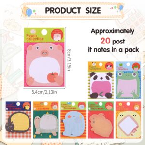 sixwipe 40 Pack 800 Sheets Cute Sticky Notes, Kawaii Cartoon Sticky Notes Bulk, Small Fun Note Pads, Mini Animal Notes for Reminder Notes Kitchen Notepads Office Supplies