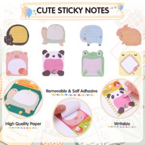 sixwipe 40 Pack 800 Sheets Cute Sticky Notes, Kawaii Cartoon Sticky Notes Bulk, Small Fun Note Pads, Mini Animal Notes for Reminder Notes Kitchen Notepads Office Supplies