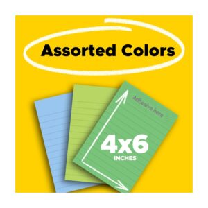 Post-it Super Sticky Notes, Lined, 4″ x 6″, Assorted Greens and Blues, 3 Pads