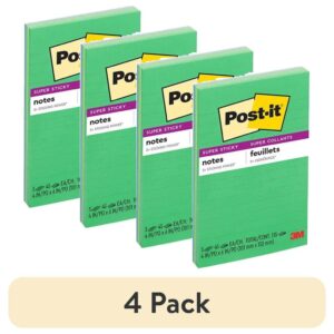 Post-it Super Sticky Notes, Lined, 4″ x 6″, Assorted Greens and Blues, 3 Pads