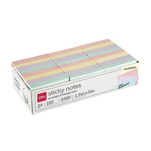 Office Depot® Brand Sticky Notes, With Storage Tray, 1-1/2″ x 2″, Assorted Pastel Colors, 100 Sheets Per Pad, Pack Of 24
