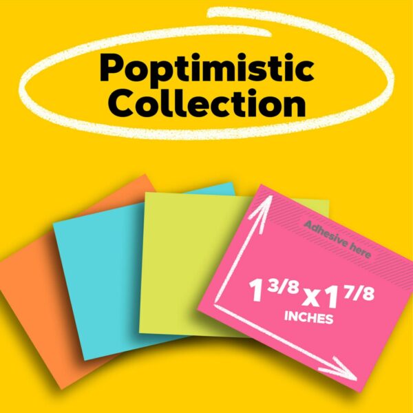 Post-it Notes, 1 3/8 in. x 1 7/8 in., Poptimistic, 12 Pads