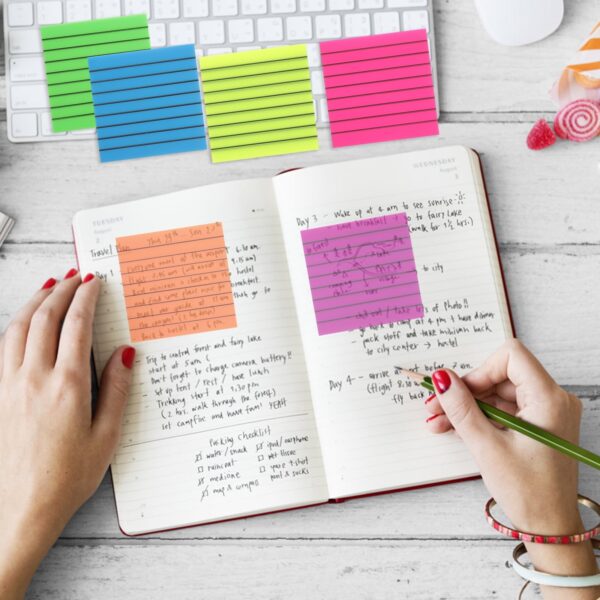 unbranded 6 Sets Highlighter Sticky Tabs Fluorescent Notes Book Strips Stickers