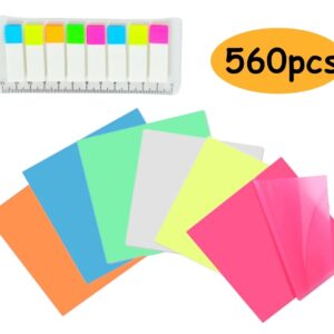 Sticky Notes Transparent Clear Translucent Sticky Tabs 3″x3″ Waterproof Book Annotation Supplies for Home Office 560 Pcs