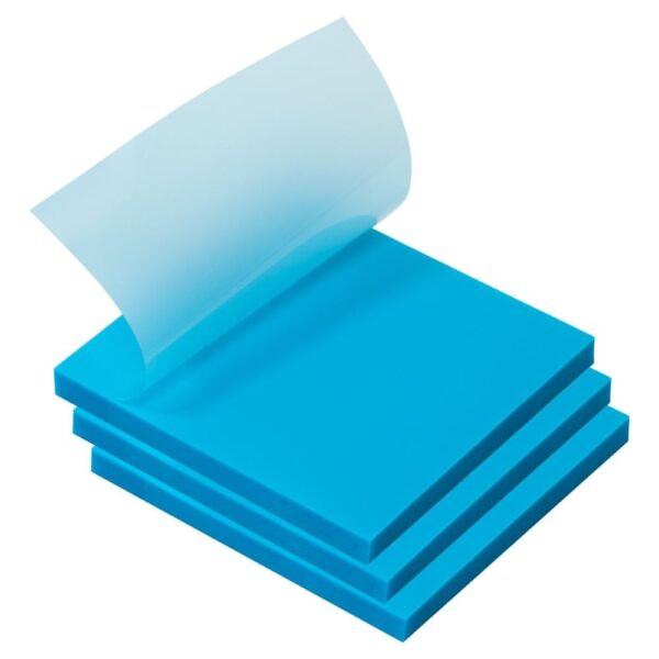 JAM Paper Transparent Sticky Note Pad, Blue, 3 x 3, 300 Sheets/Pack