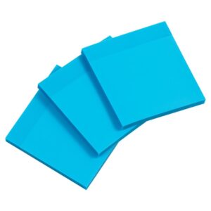 JAM Paper Transparent Sticky Note Pad, Blue, 3 x 3, 300 Sheets/Pack
