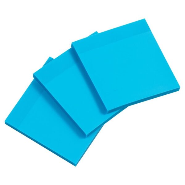 JAM Paper Transparent Sticky Note Pad, Blue, 3 x 3, 300 Sheets/Pack
