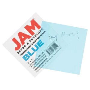 JAM Paper Transparent Sticky Note Pad, Blue, 3 x 3, 300 Sheets/Pack