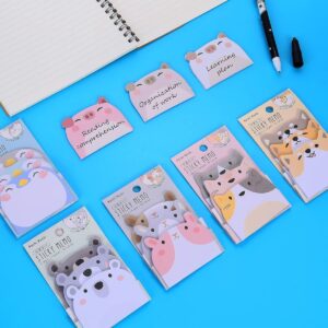 Daradara Cute Sticky Notes, Cartoon Sticky Notes Animals Shape, Self-Stick Memo Pad s Tab Supplies,6 Pack 270 Sheets