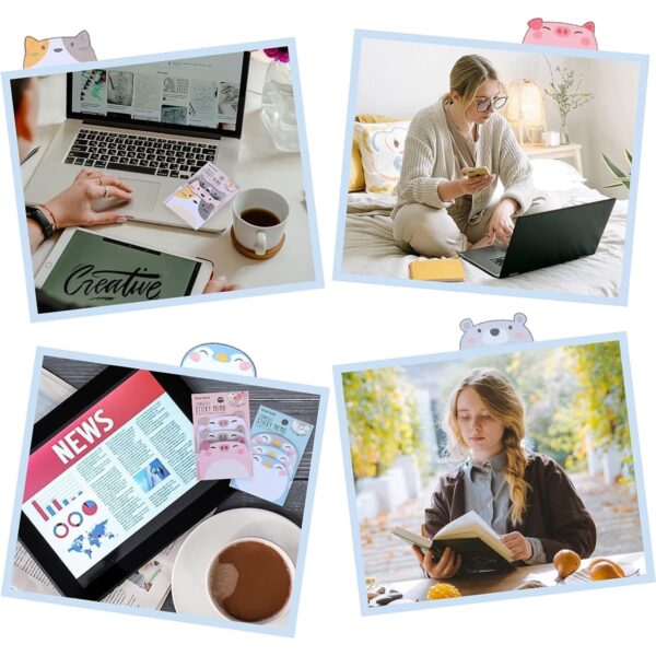 Daradara Cute Sticky Notes, Cartoon Sticky Notes Animals Shape, Self-Stick Memo Pad s Tab Supplies,6 Pack 270 Sheets
