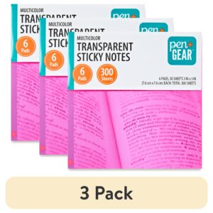 Pen+Gear Semi-Transparent Sticky Notes, 3" x 3", Multicolor, 6 Pads - Image 7