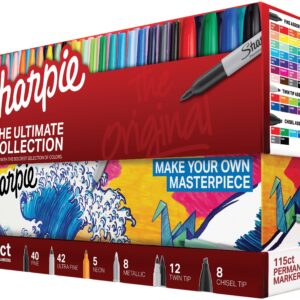 Sharpie Permanent Markers Ultimate Collection, Assorted Tips and Colors, 115 Count