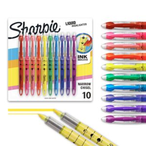 Sharpie Liquid Highlighter, Chisel Tip Highlighters, Assorted Colors, 10 Count - Image 1