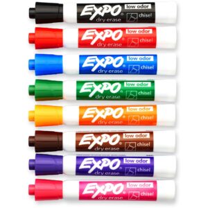 Expo Low Odor Dry Erase Markers, Chisel Tip, Assorted Colors, 8 Count
