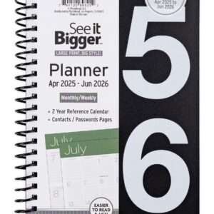 See it Bigger Monthly Weekly Planner Medium (5.5″ x 8″) Black, 15 month, Apr 2025-Jun 2026 - Image 1