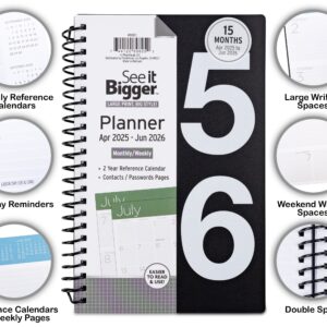 See it Bigger Monthly Weekly Planner Medium (5.5″ x 8″) Black, 15 month, Apr 2025-Jun 2026 - Image 3