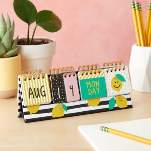 Lemon Perpetual Flip Calendar for Office Desktop, Classroom Supplies, Desk Calendar with Day, Date, and Month Display for Planning, Home, Kitchen Decor (8 x 3.5 Inches) - Image 4